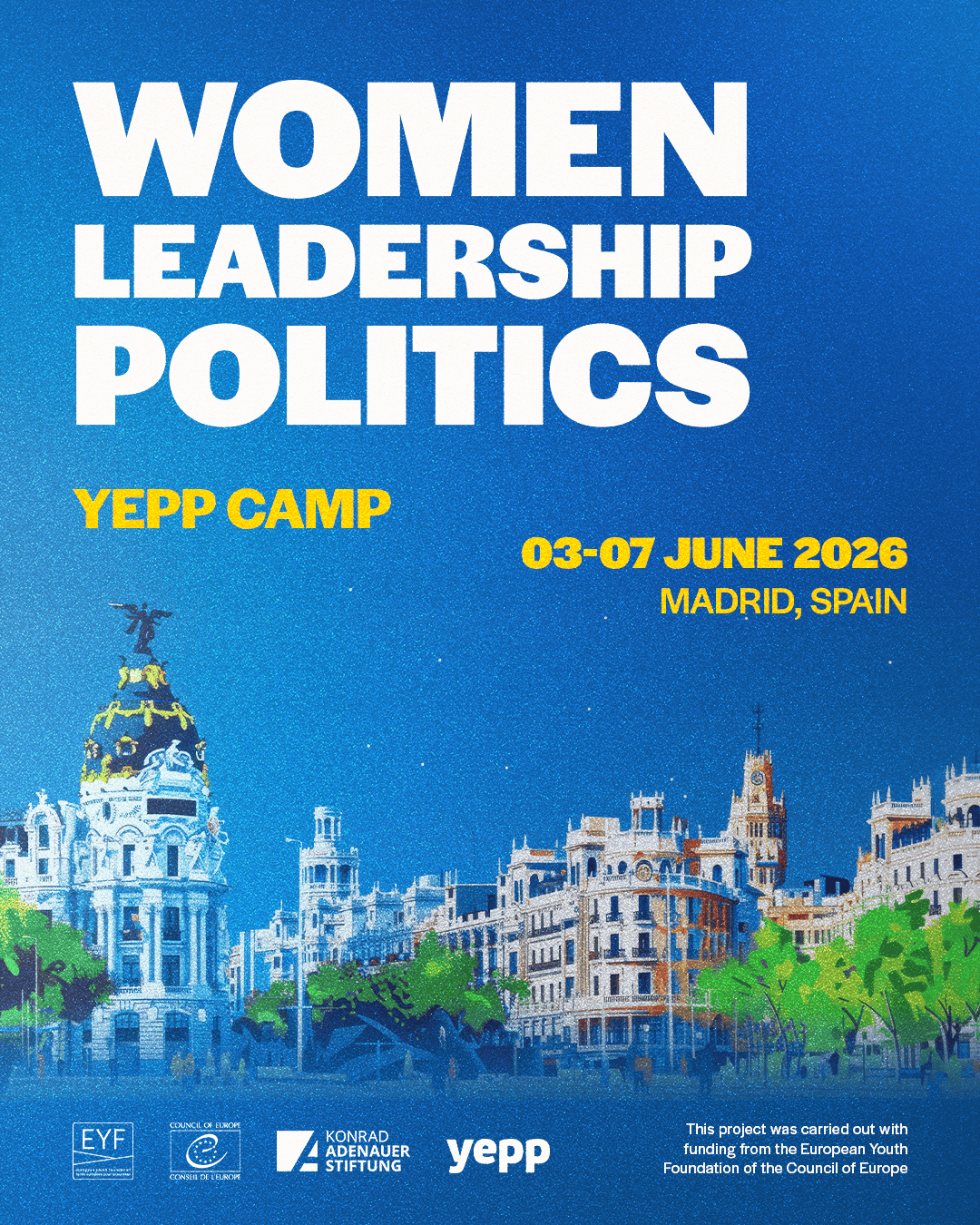 Women, Leadership, Politics YEPP Camp visual announcement