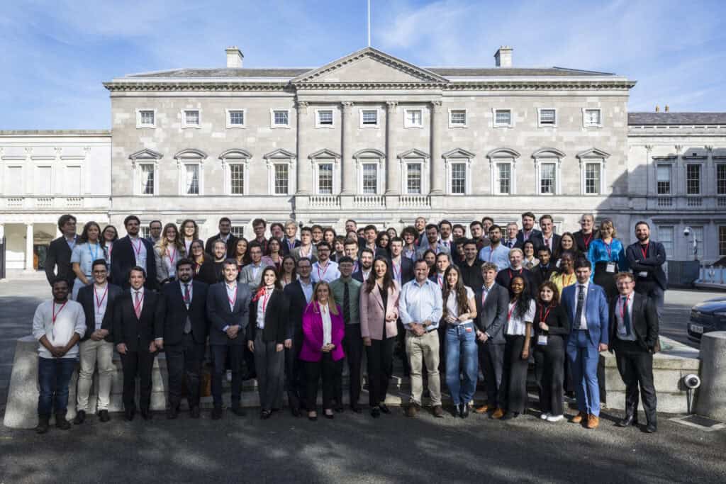 YEPP Council Meeting in Dublin. A group of young centre-right delegates in front of Ireland's Parliament.