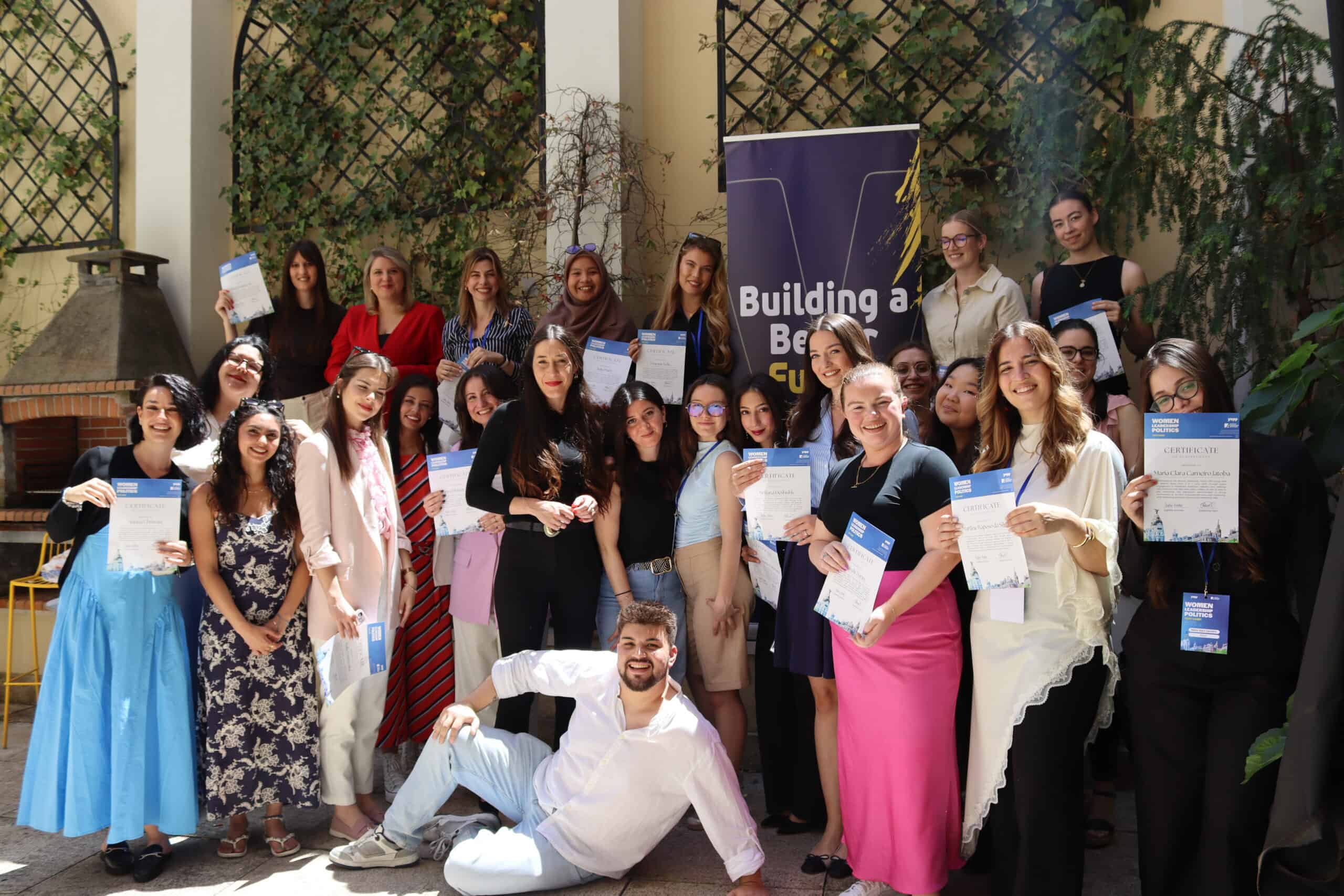30 young participants from all around Europe and beyond in the Certificate Ceremony of the Women, Leadership, Politics YEPP Camp in Madrid, with the Secretary General Edelmira Ferri